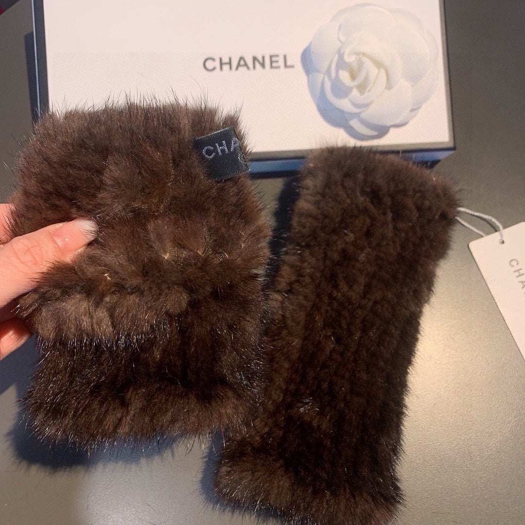 FINGERLESS GLOVES IN GINGERBREAD BROWN RABBIT FUR 462280 mysite