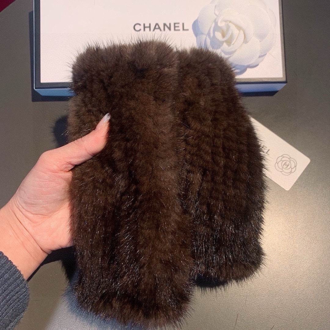 FINGERLESS GLOVES IN GINGERBREAD BROWN RABBIT FUR 462280 mysite