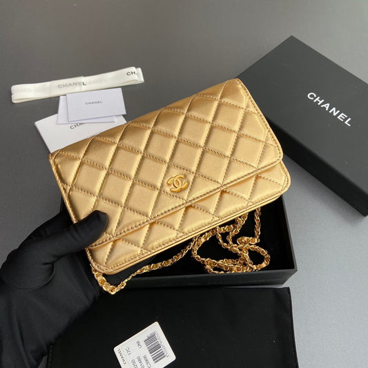 CC Woc 20cm Gold Metalic Calfskin Gold Hardware mysite