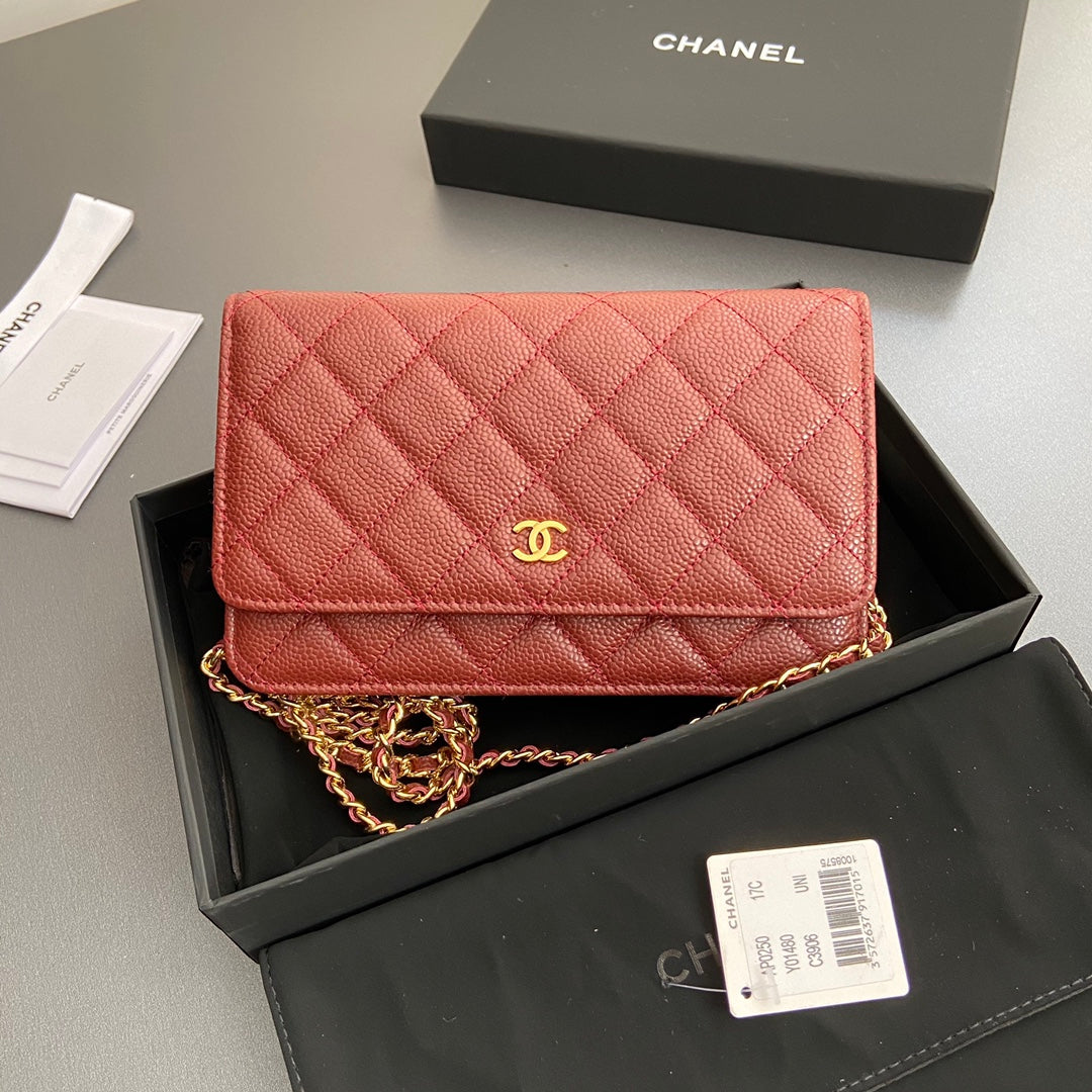 CC Woc 20cm Red Grained Calfskin Gold Hardware mysite