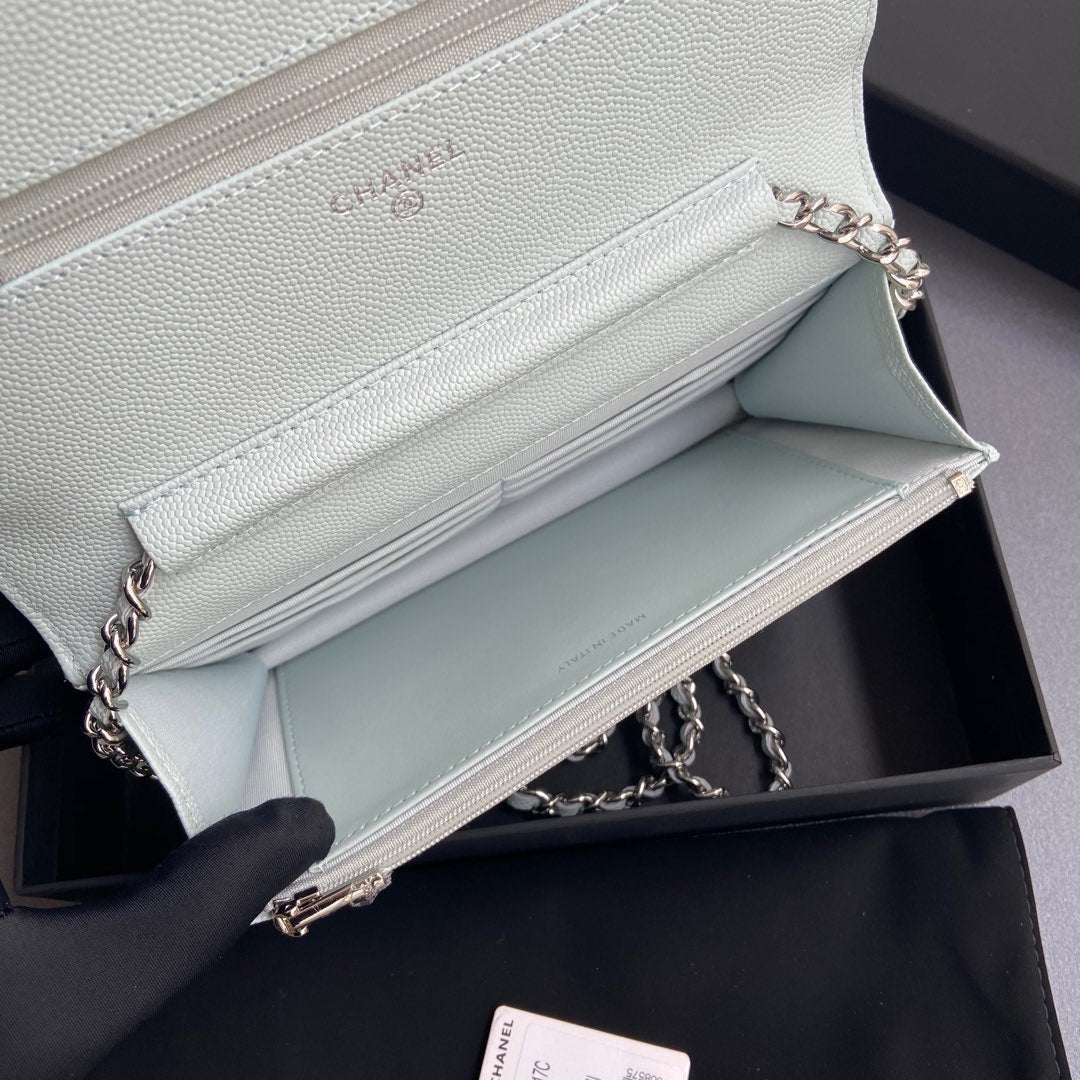 CC Woc 20cm Light Blue Grained Calfskin Silver Hardware mysite