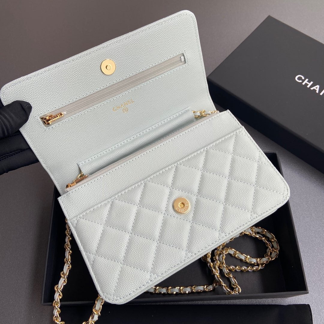 CC Woc 20cm Light Blue Grained Calfskin Gold Hardware mysite