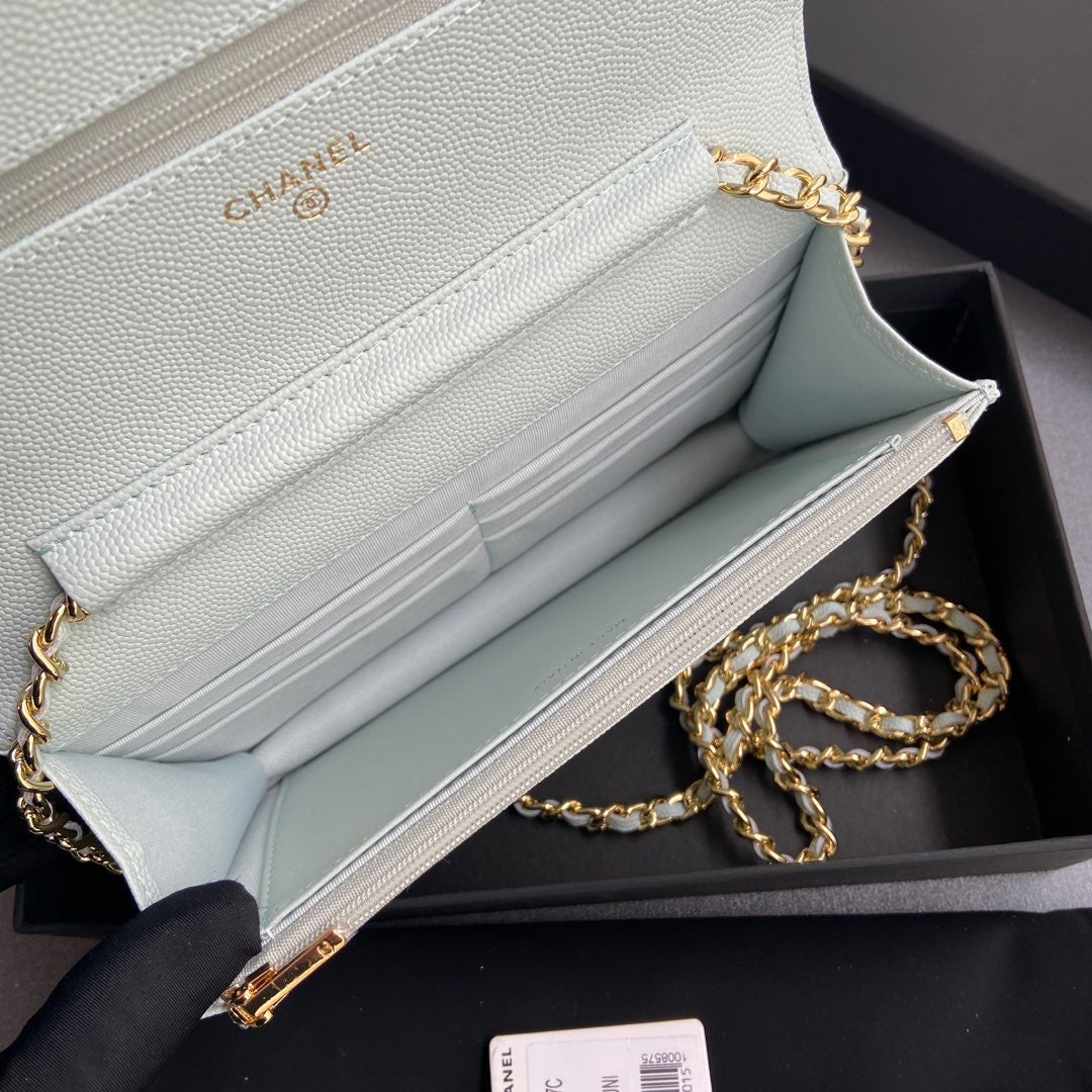 CC Woc 20cm Light Blue Grained Calfskin Gold Hardware mysite