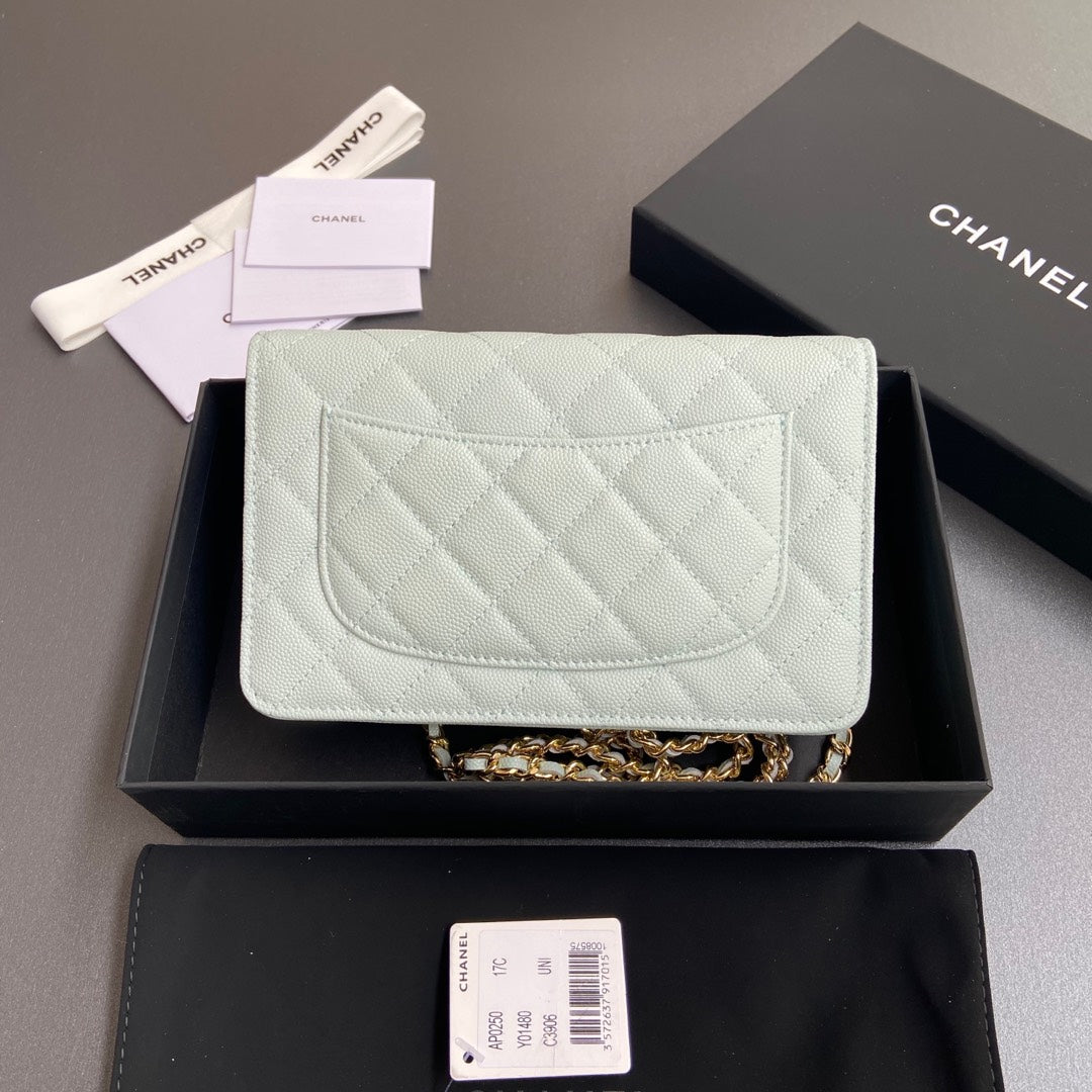 CC Woc 20cm Light Blue Grained Calfskin Gold Hardware mysite