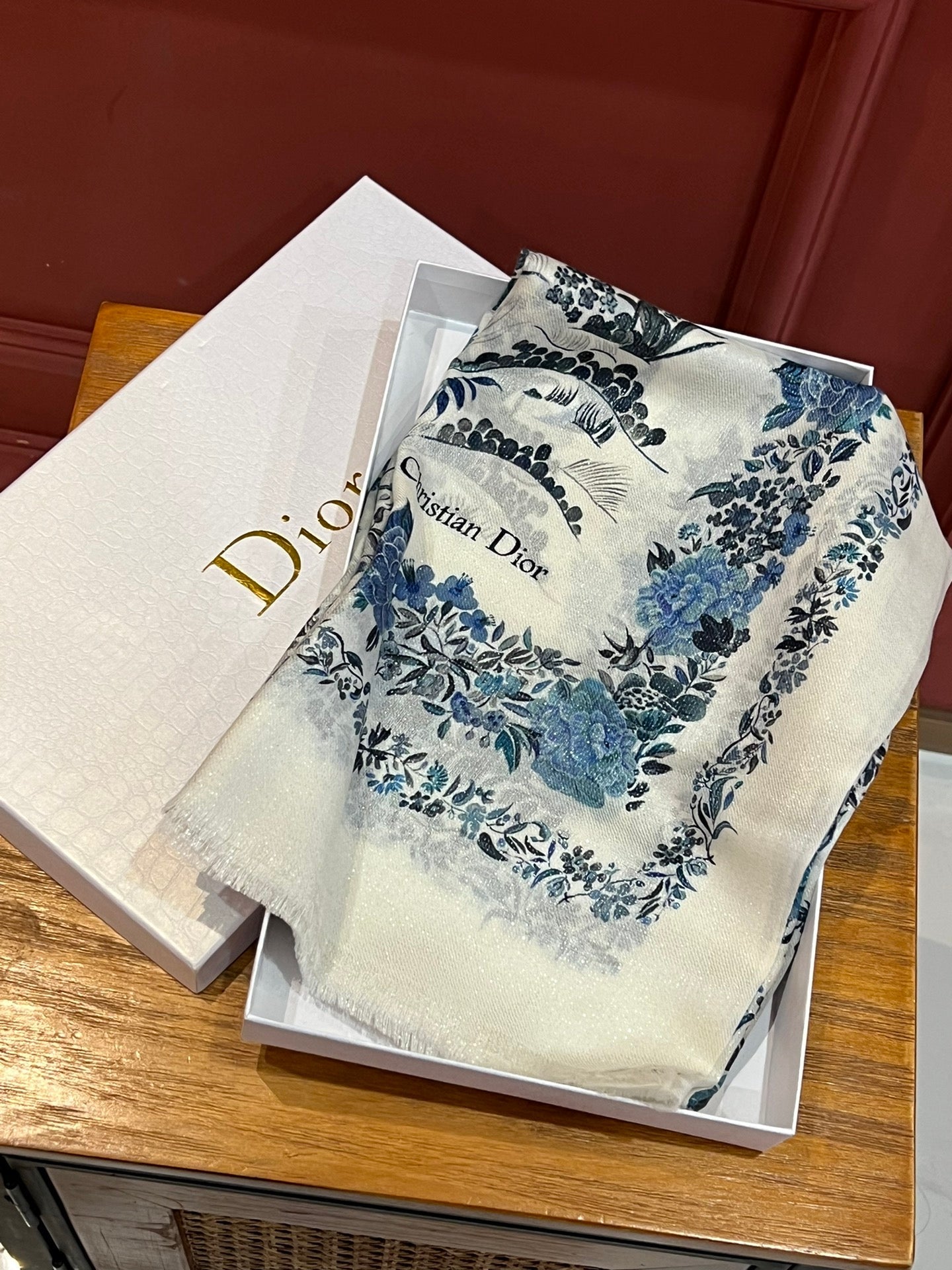 SCARF 200 CM IN WHITE MIX BLUE CASHMERE 413825 mysite