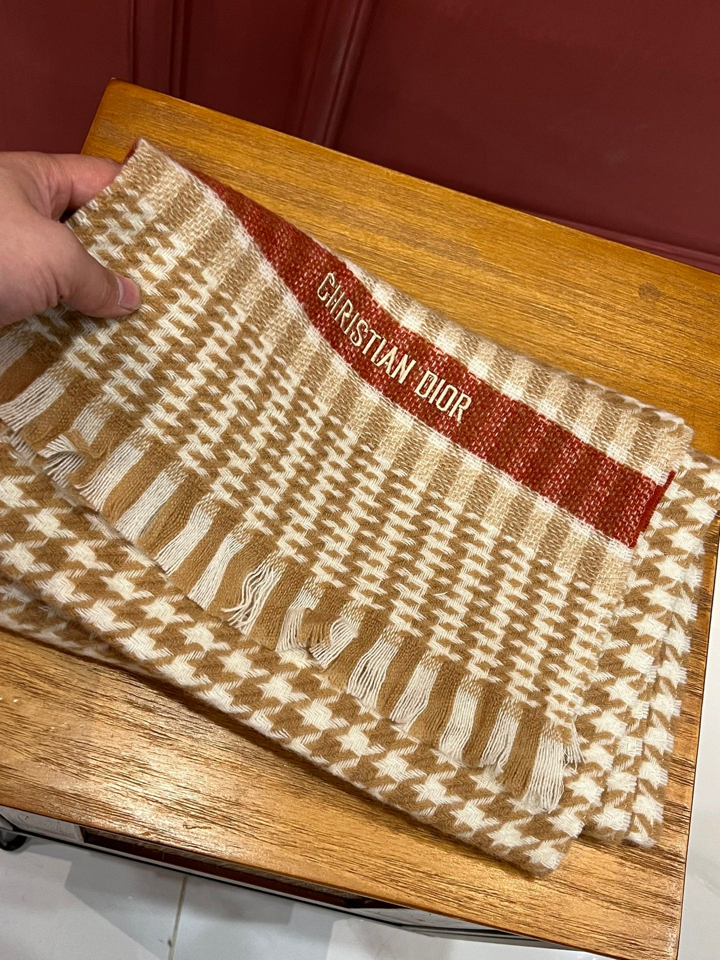 SCARF 190 CM IN PEANUT BROWN MIX WHITE CASHMERE 416802 mysite