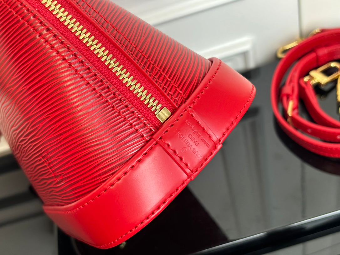 LV Alma BB Handbag Red Grained Cowhide mysite