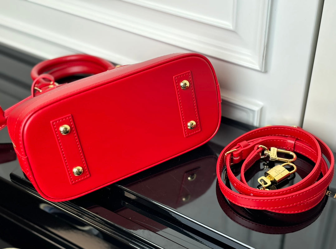 LV Alma BB Handbag Red Grained Cowhide mysite