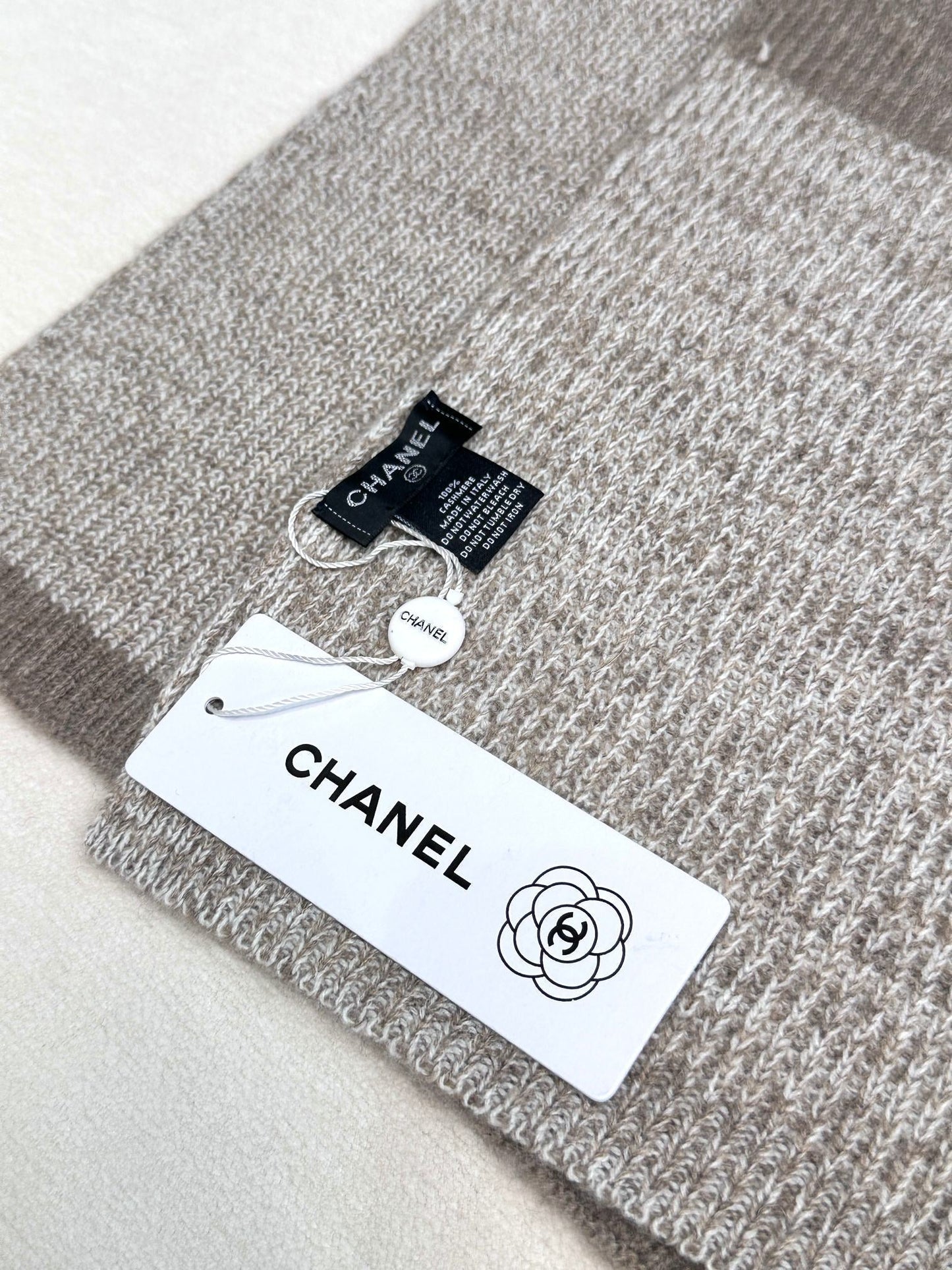 SCARF 180 CM IN KHAKI BROWN CASHMERE 389978 mysite