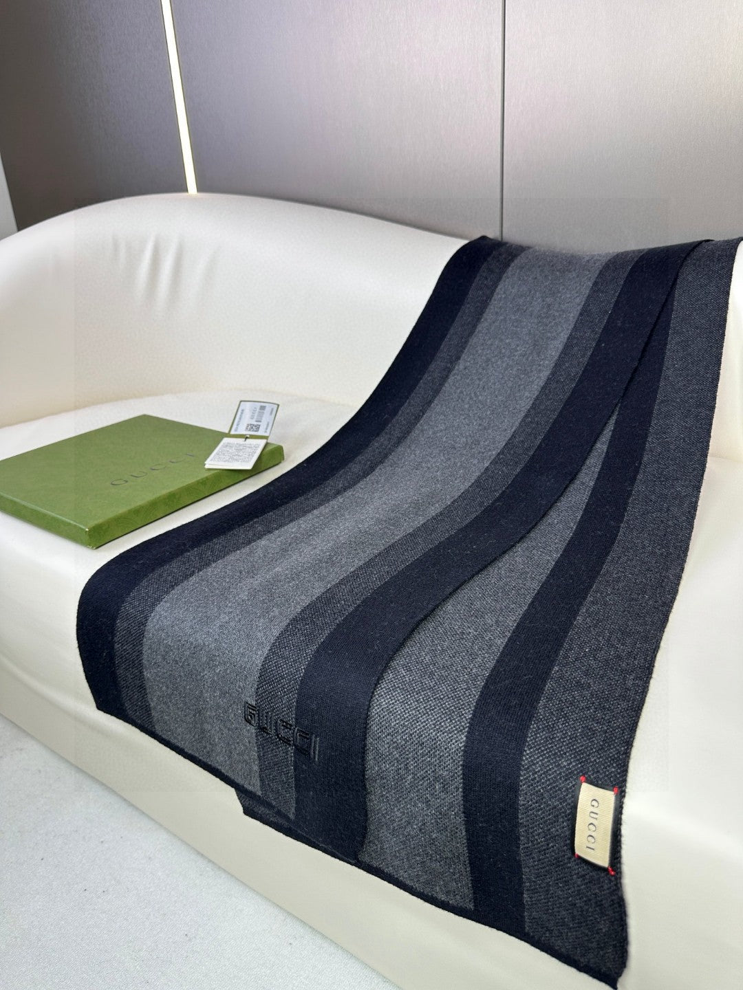 SCARF 180 CM IN BLACK MIX DARK GRAY CASHMERE 398446 mysite