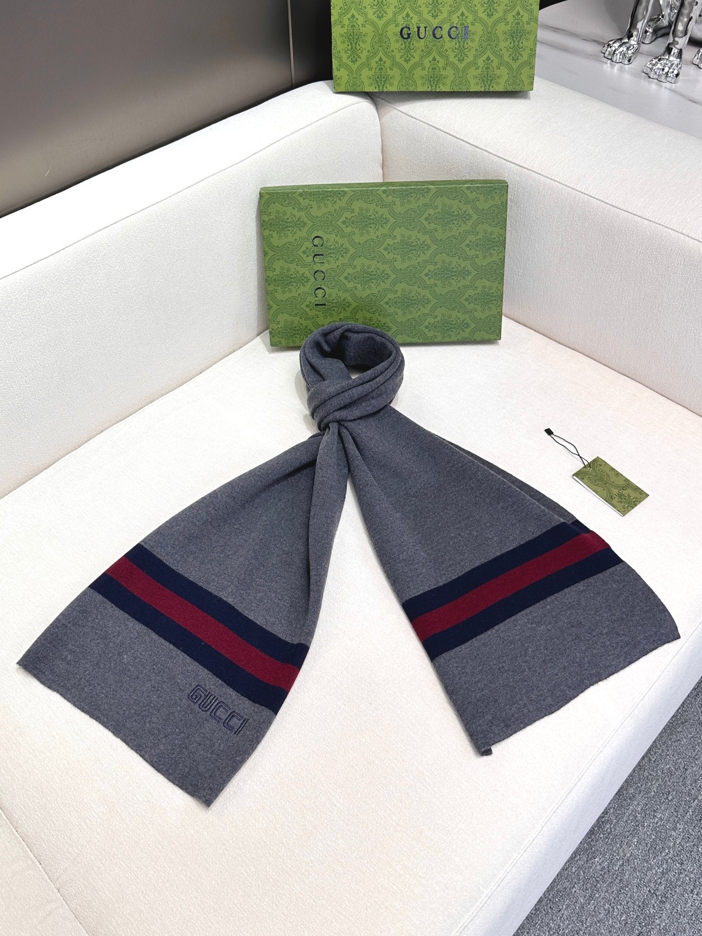 SCARF 180 CM IN SHARK GRAY CASHMERE 398451 mysite