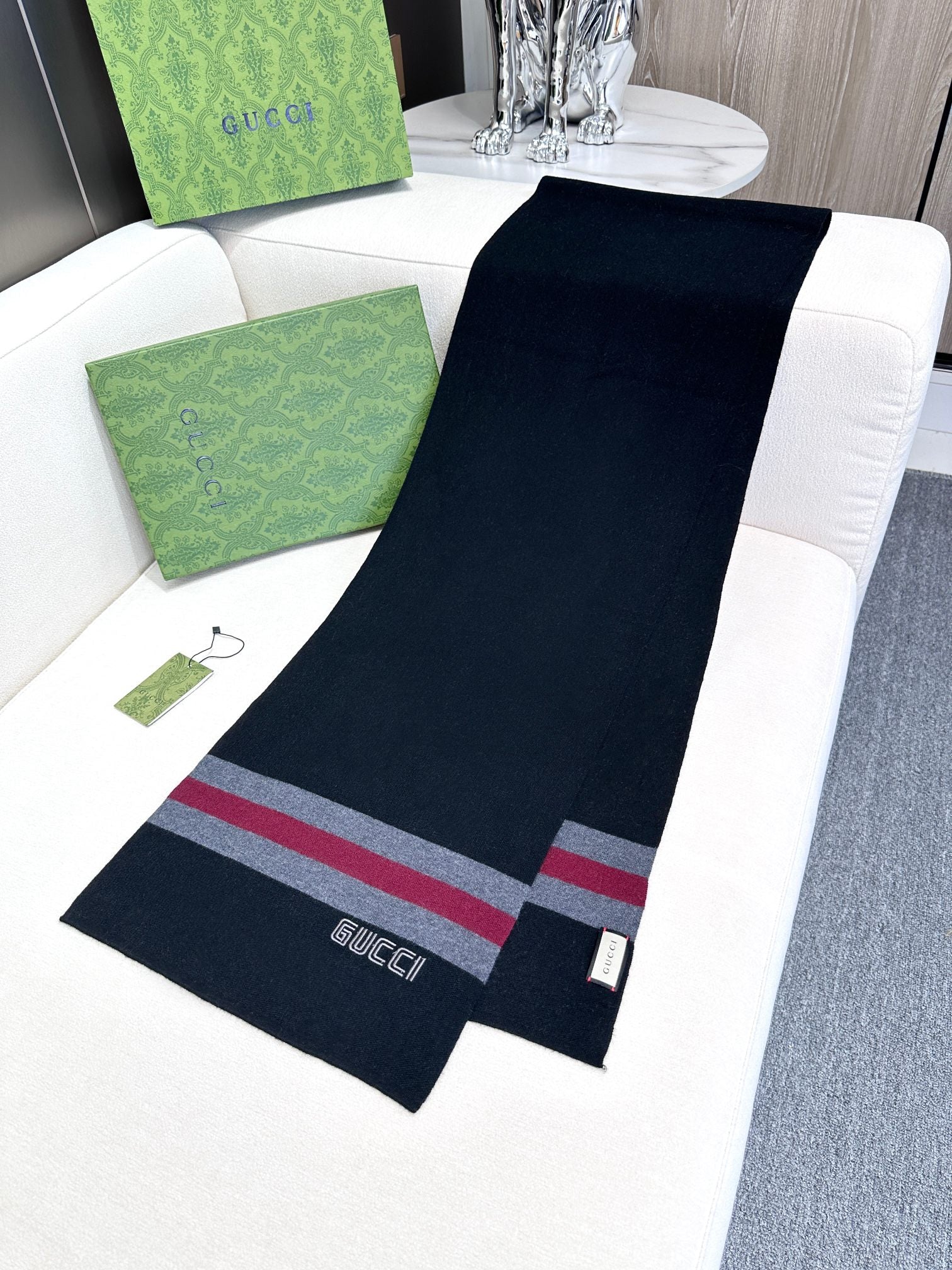 SCARF 180 CM IN BLACK CASHMERE 398453 mysite