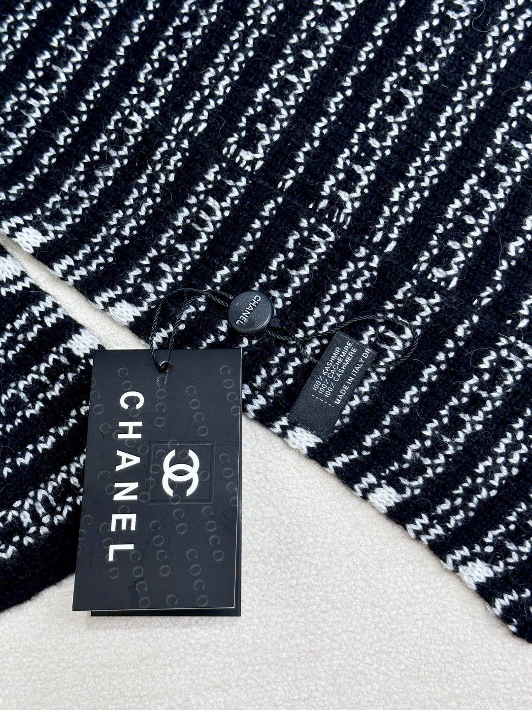 SCARF 180 CM IN BLACK MIX WHITE CASHMERE 403850 mysite