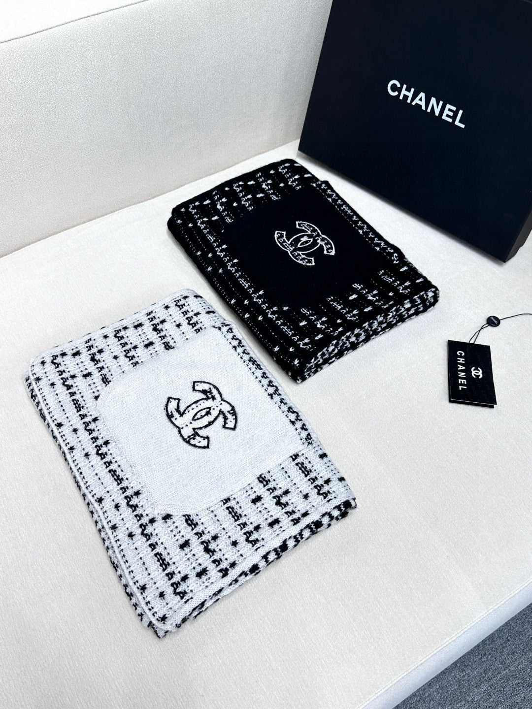 SCARF 180 CM IN WHITE MIX BLACK CASHMERE 403851 mysite