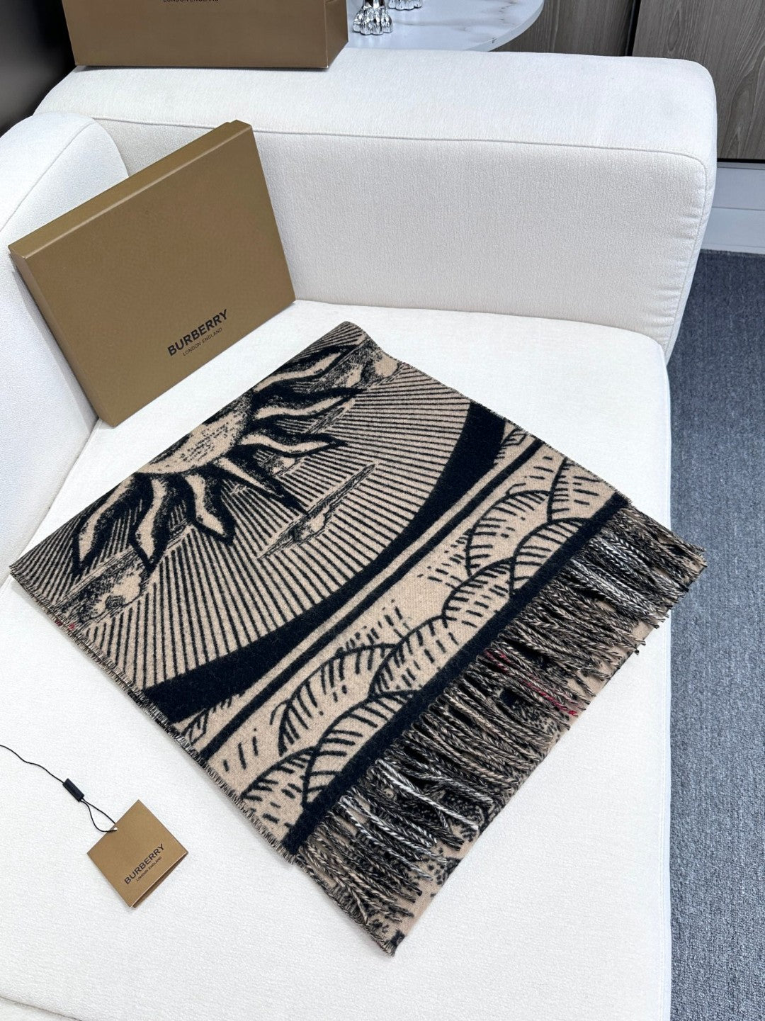 REVERSIBLE EKD SCARF 210 CM IN BLACK MIX CAMEL BEIGE CASHMERE 410182 mysite
