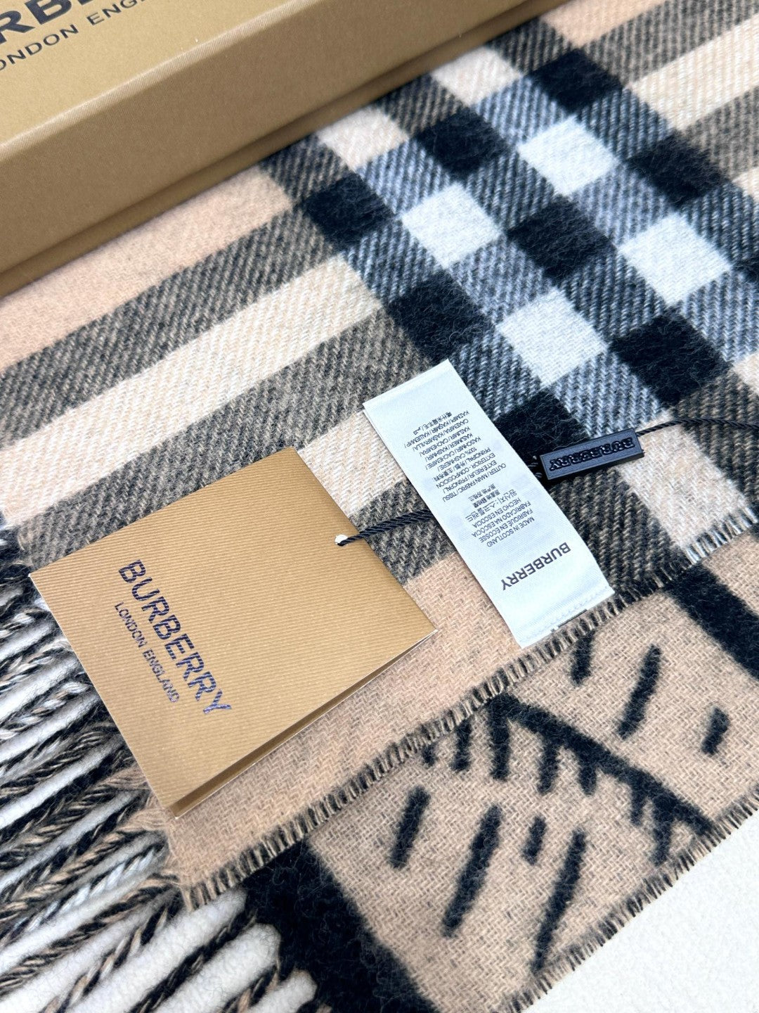 REVERSIBLE EKD SCARF 210 CM IN BLACK MIX CAMEL BEIGE CASHMERE 410182 mysite
