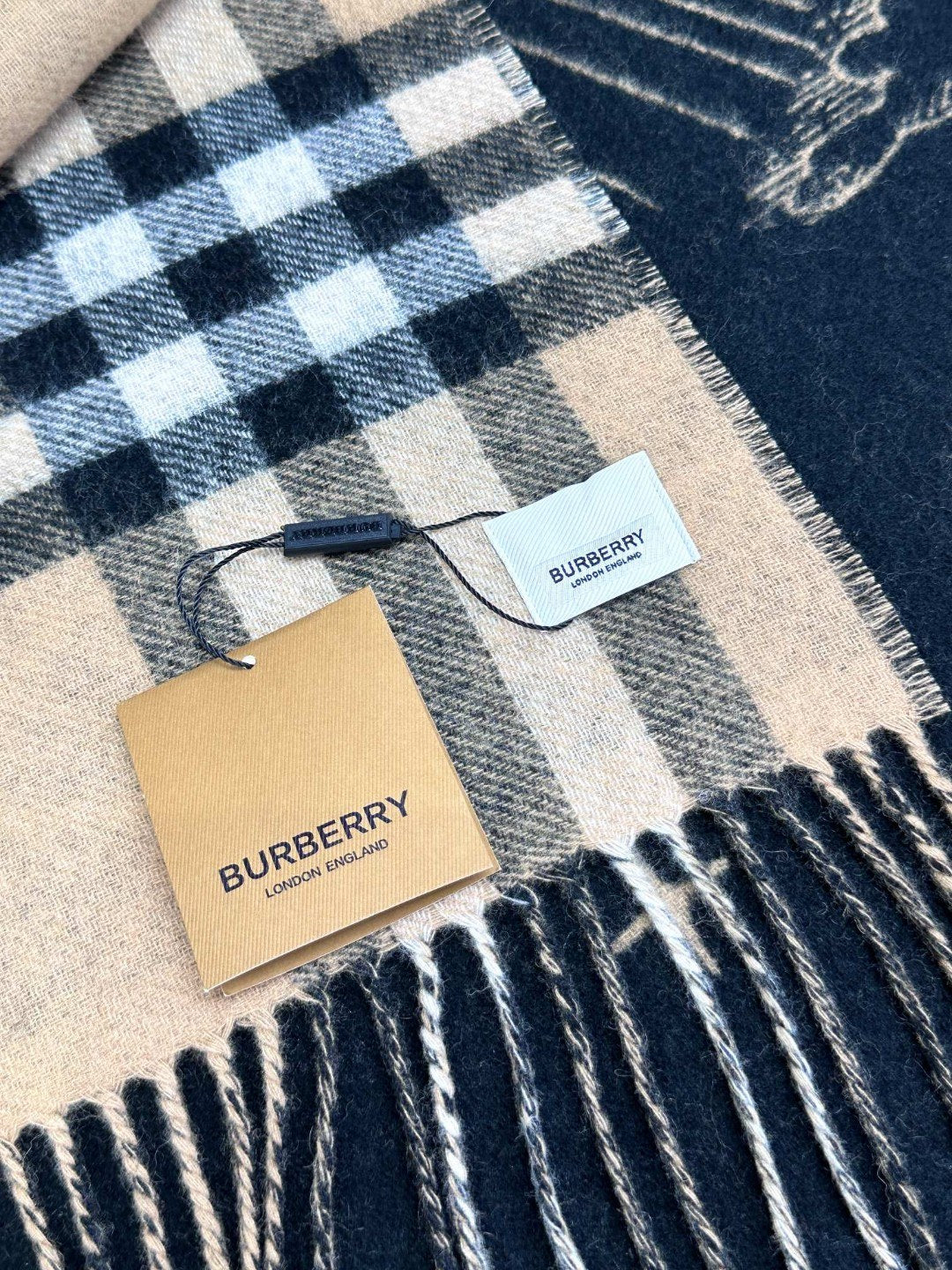 REVERSIBLE EKD SCARF 210 CM IN BLACK MIX CAMEL BEIGE CASHMERE 410182 mysite