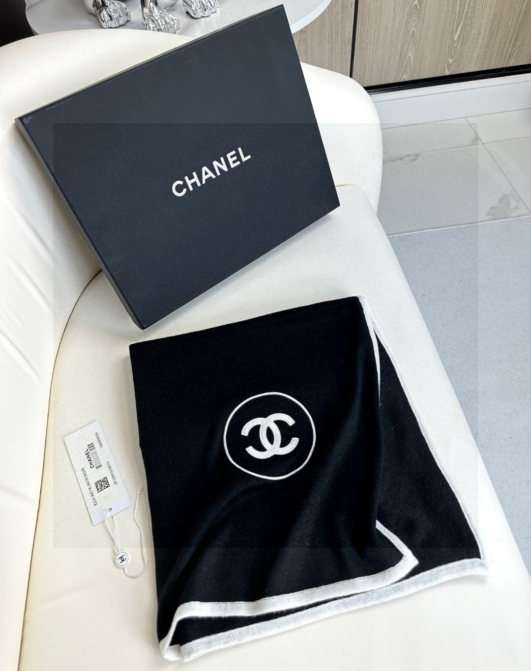 CC Scarf 200 CM In Black Cashmere And Silk 419965 mysite