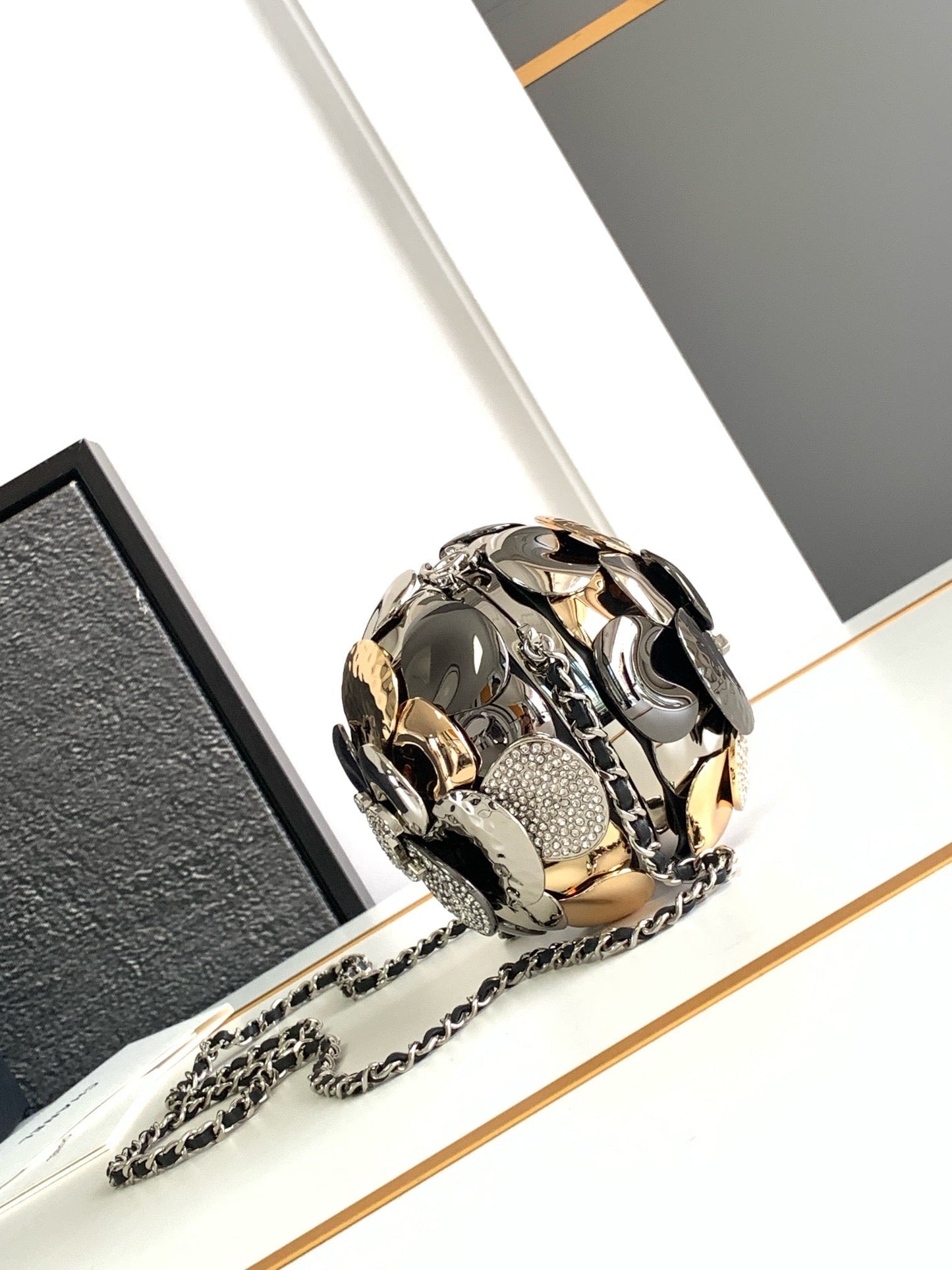 EVENING BAG 9 GOLD SILVER RUTHENIUM METAL WITH CRYSTAL mysite