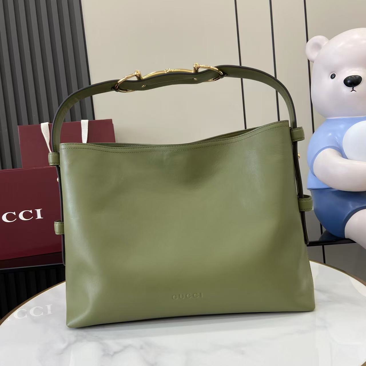 Gucci 25 Beatrix Handbag Green Smooth Cowhide 292565 mysite