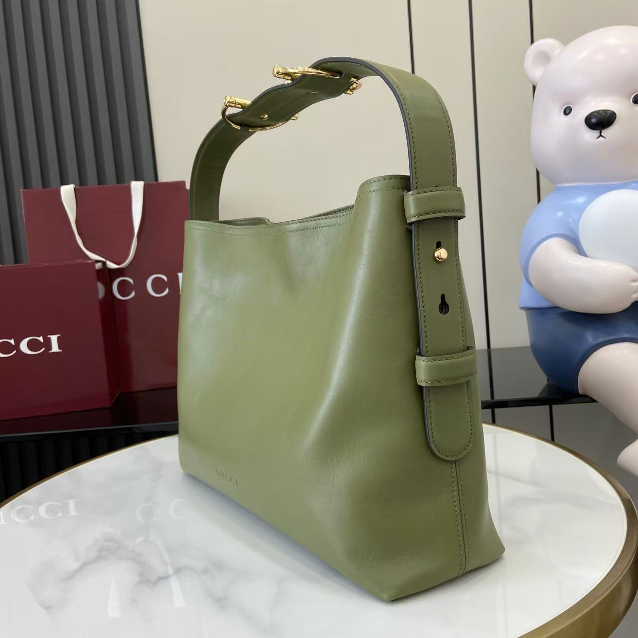 Gucci 25 Beatrix Handbag Green Smooth Cowhide 292565 mysite