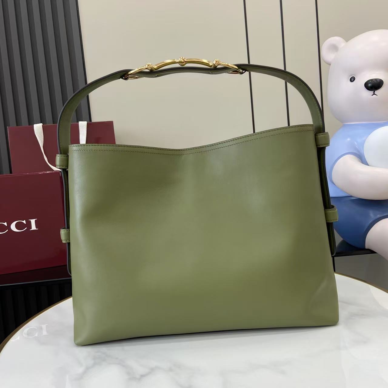 Gucci 25 Beatrix Handbag Green Smooth Cowhide 292565 mysite