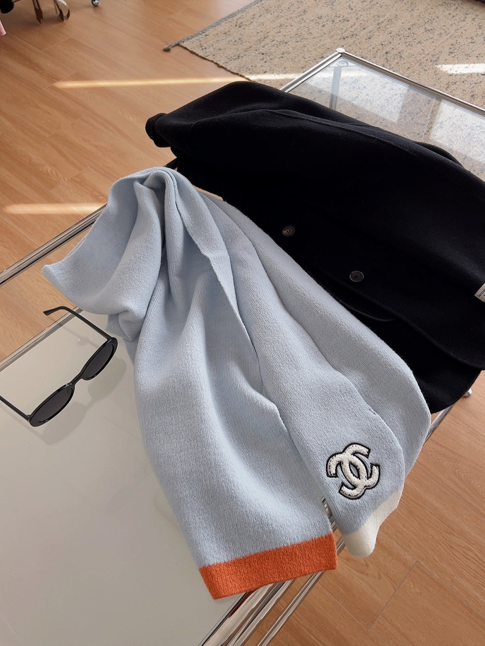 SCARF IN LIGHT BLUE CASHMERE 402422 mysite