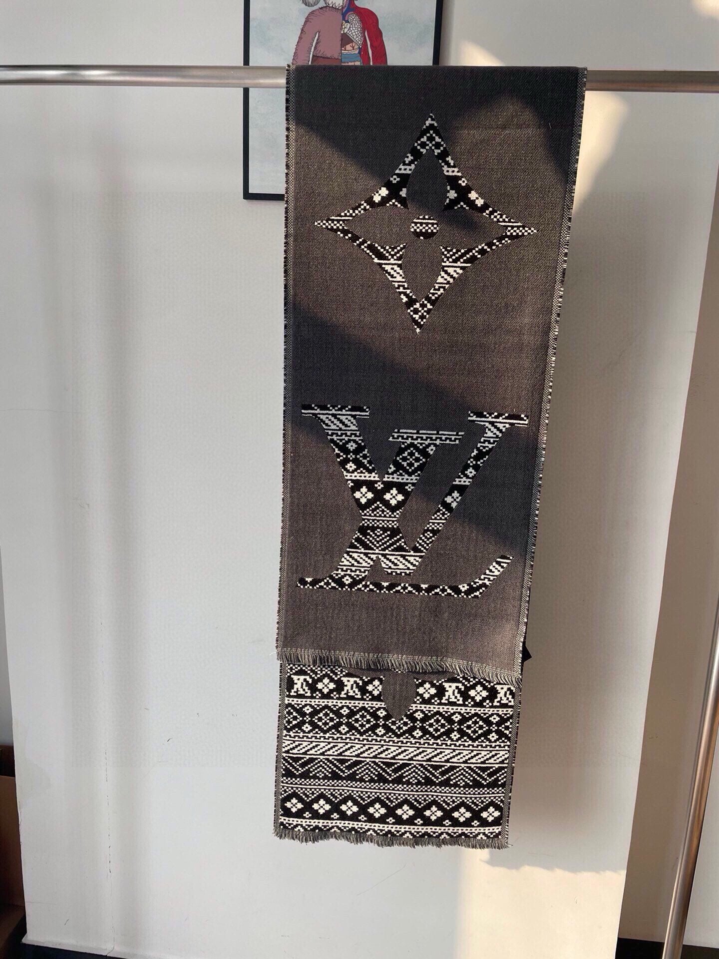 SCARF 200 CM IN MOUSE GRAY WOOL 390039 mysite