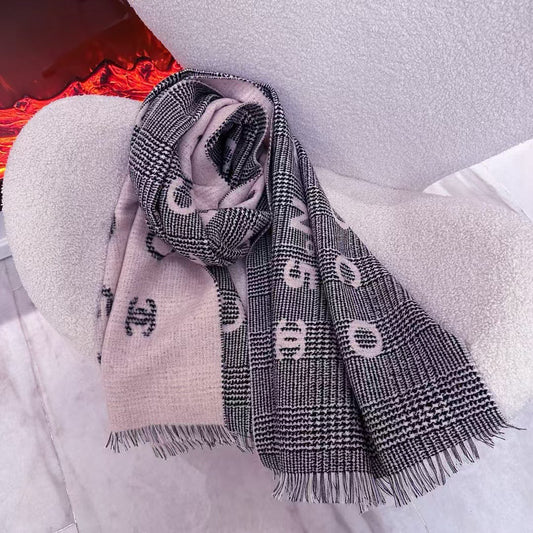 SCARF 194 CM IN LIGHT PINK MIX BLACK CASHMERE 390060 mysite