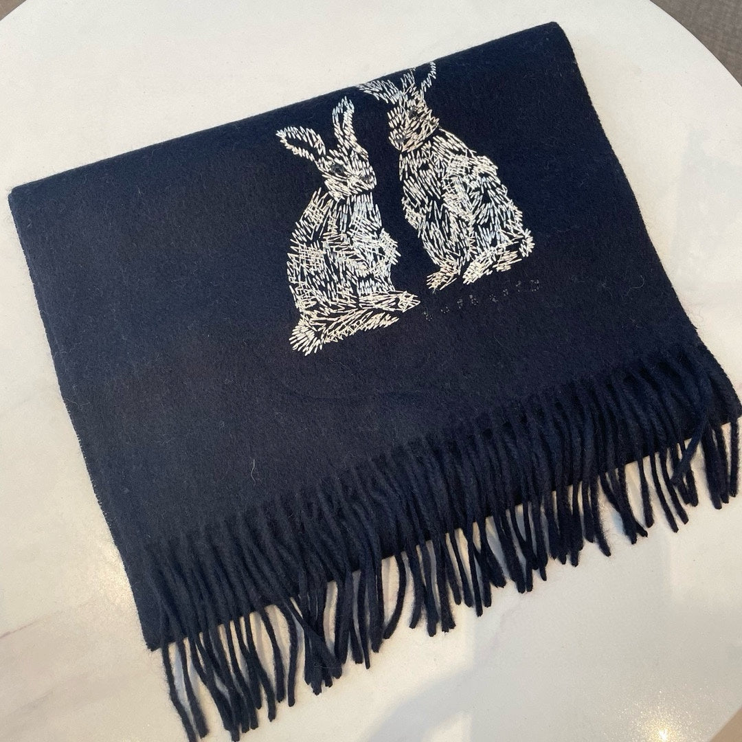 HARE WOOL CASHMERE SCARF 180 CM BLACK 394452 mysite