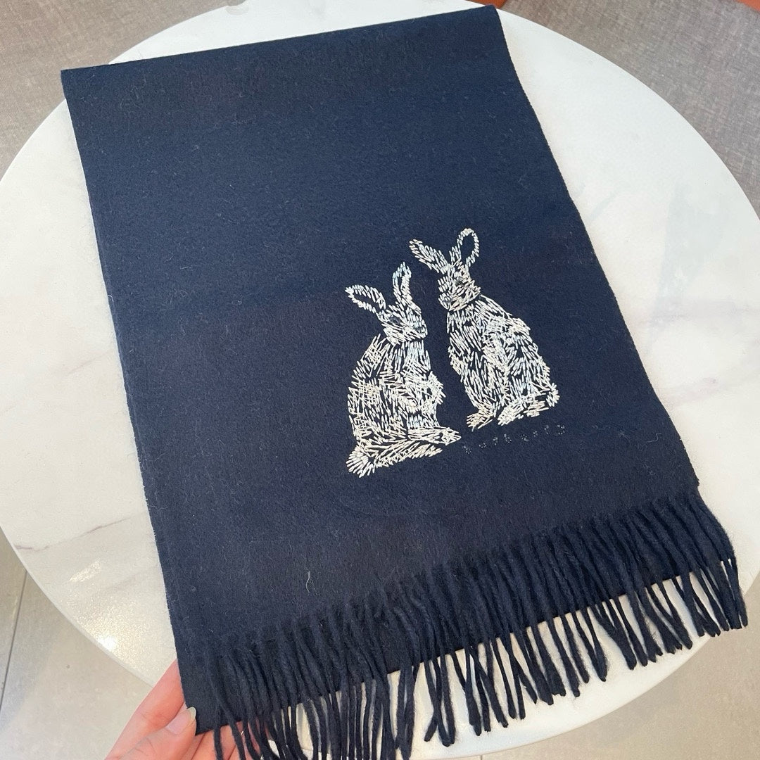 HARE WOOL CASHMERE SCARF 180 CM BLACK 394452 mysite