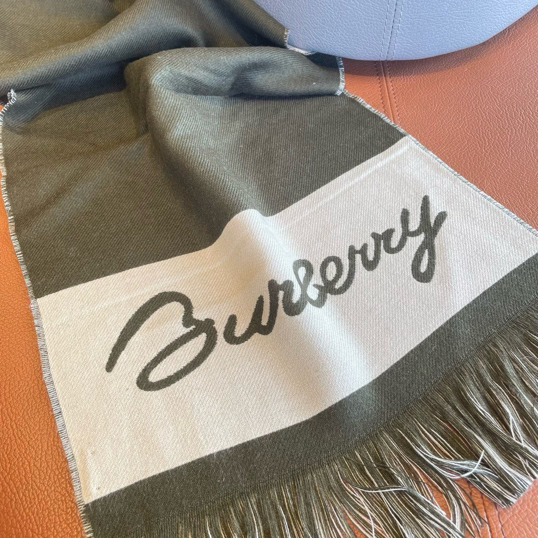 EKD LOGO SCARF 200 CM IN OLIVE GREEN MIX WHITE CASHMERE 396289 mysite