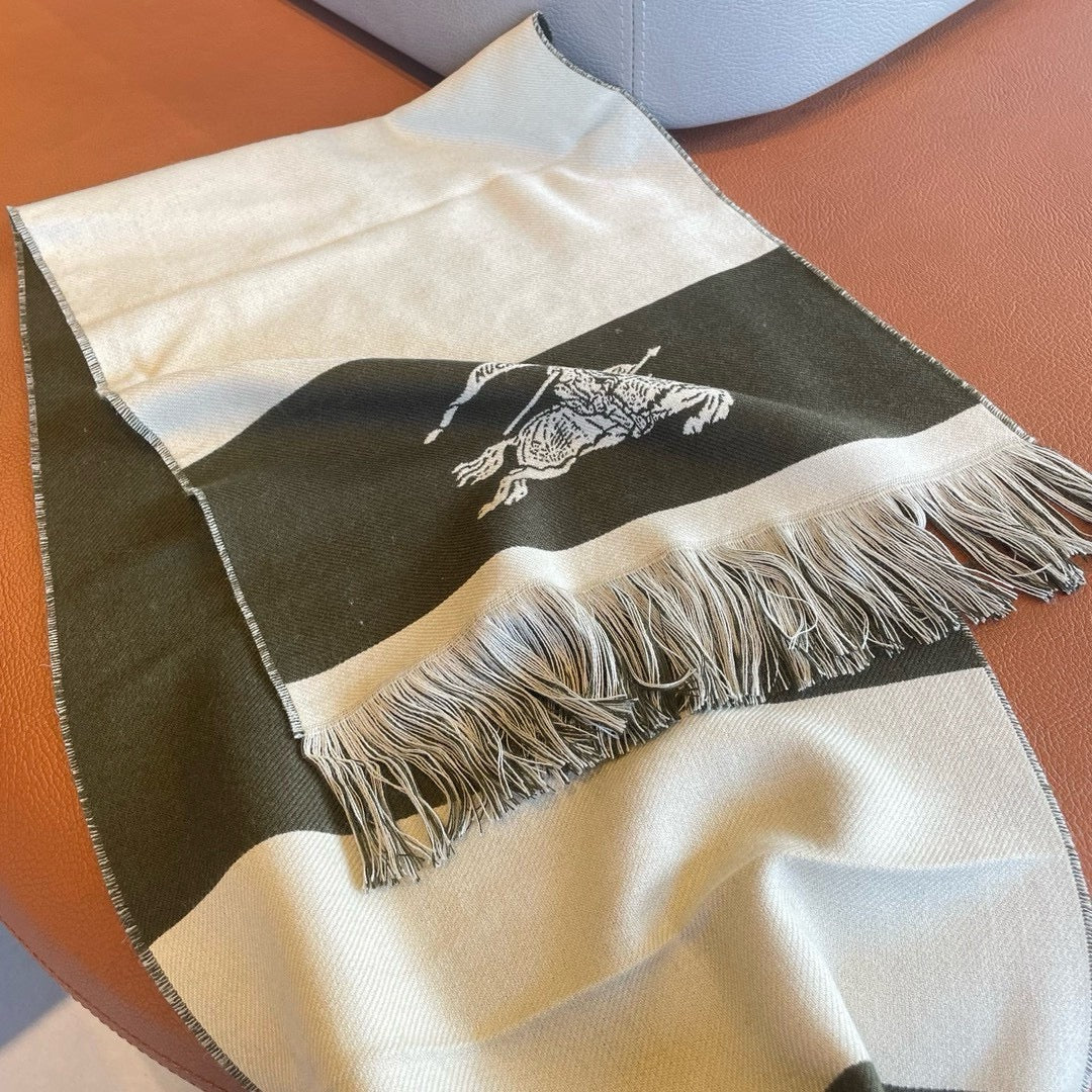 EKD LOGO SCARF 200 CM IN OLIVE GREEN MIX WHITE CASHMERE 396289 mysite