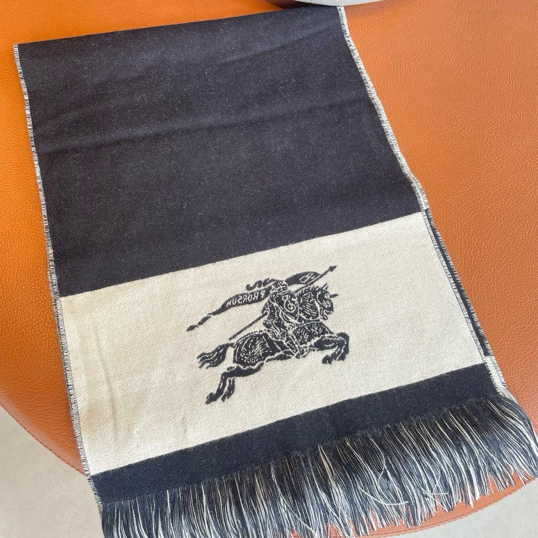 EKD LOGO SCARF 200 CM IN BLACK MIX WHITE CASHMERE 396290 mysite