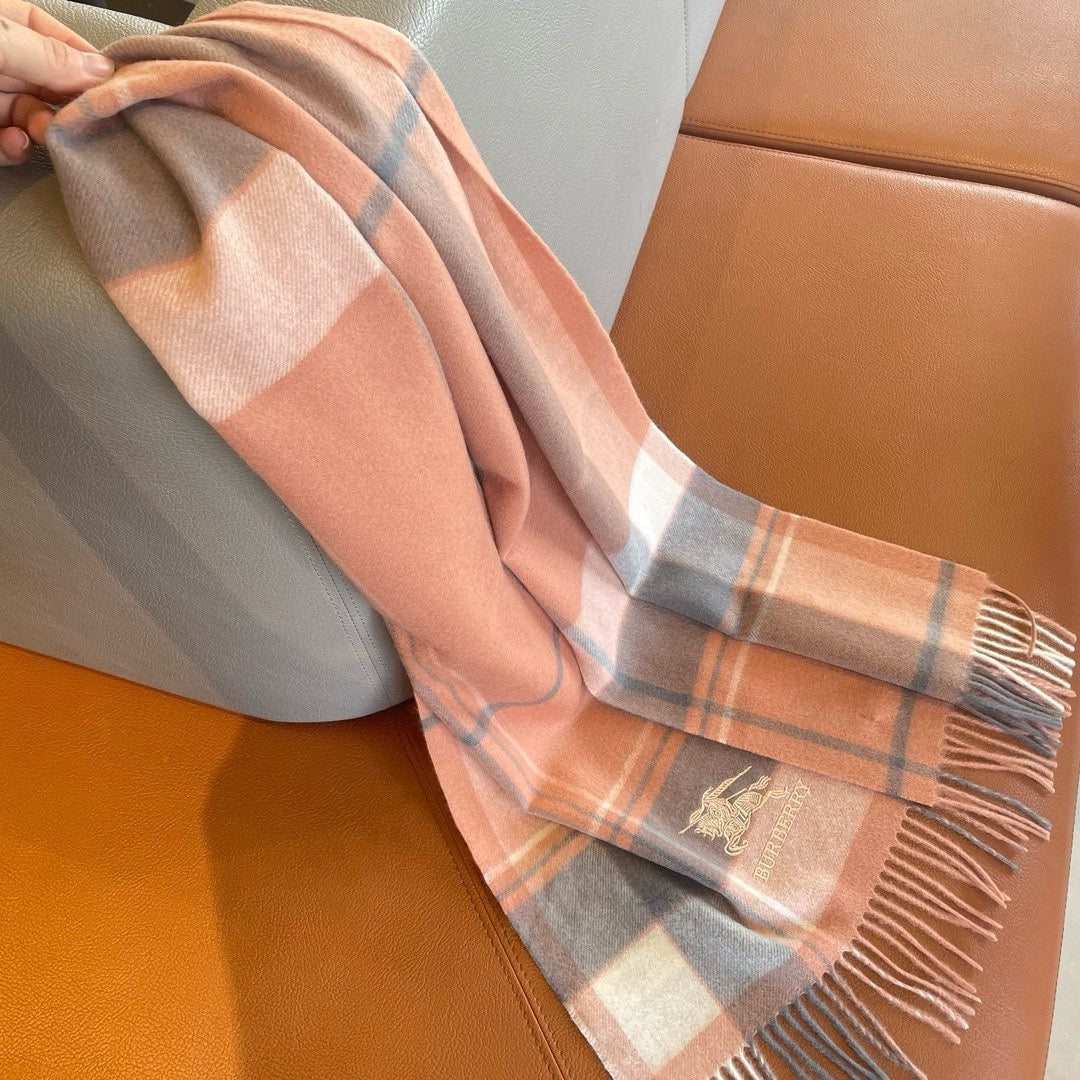 SCARF 180 CM IN CORAL ORANGE MIX BLACK WOOL 408569 mysite
