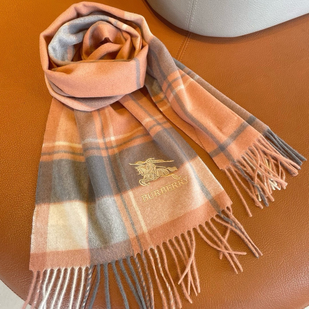 SCARF 180 CM IN CORAL ORANGE MIX BLACK WOOL 408569 mysite