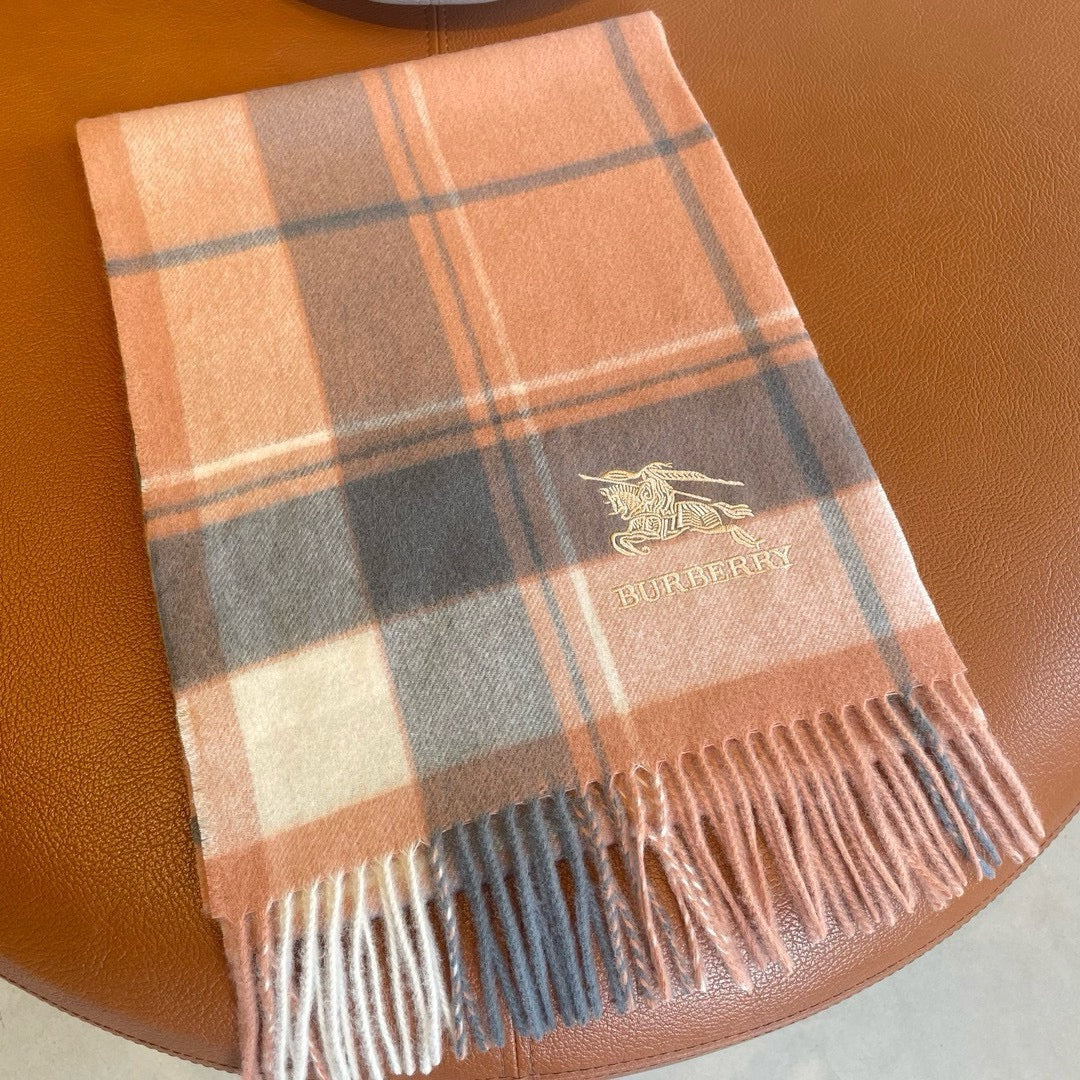 SCARF 180 CM IN CORAL ORANGE MIX BLACK WOOL 408569 mysite