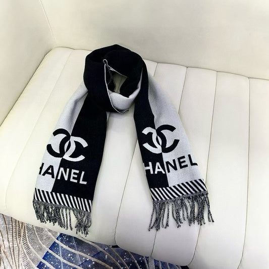 CC Scarf 200 CM In Black Mix Grey Wool And Cashmere 418269 mysite