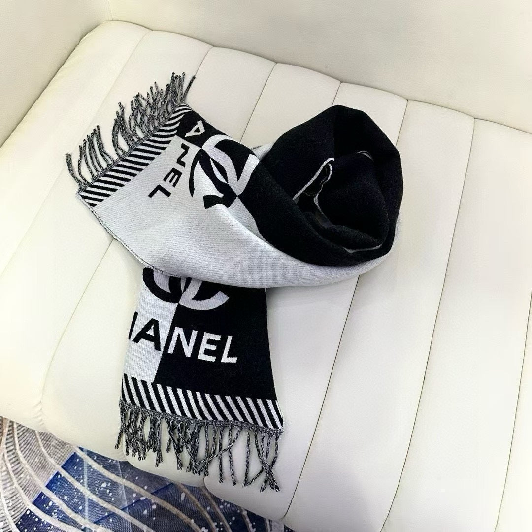CC Scarf 200 CM In Black Mix Grey Wool And Cashmere 418269 mysite