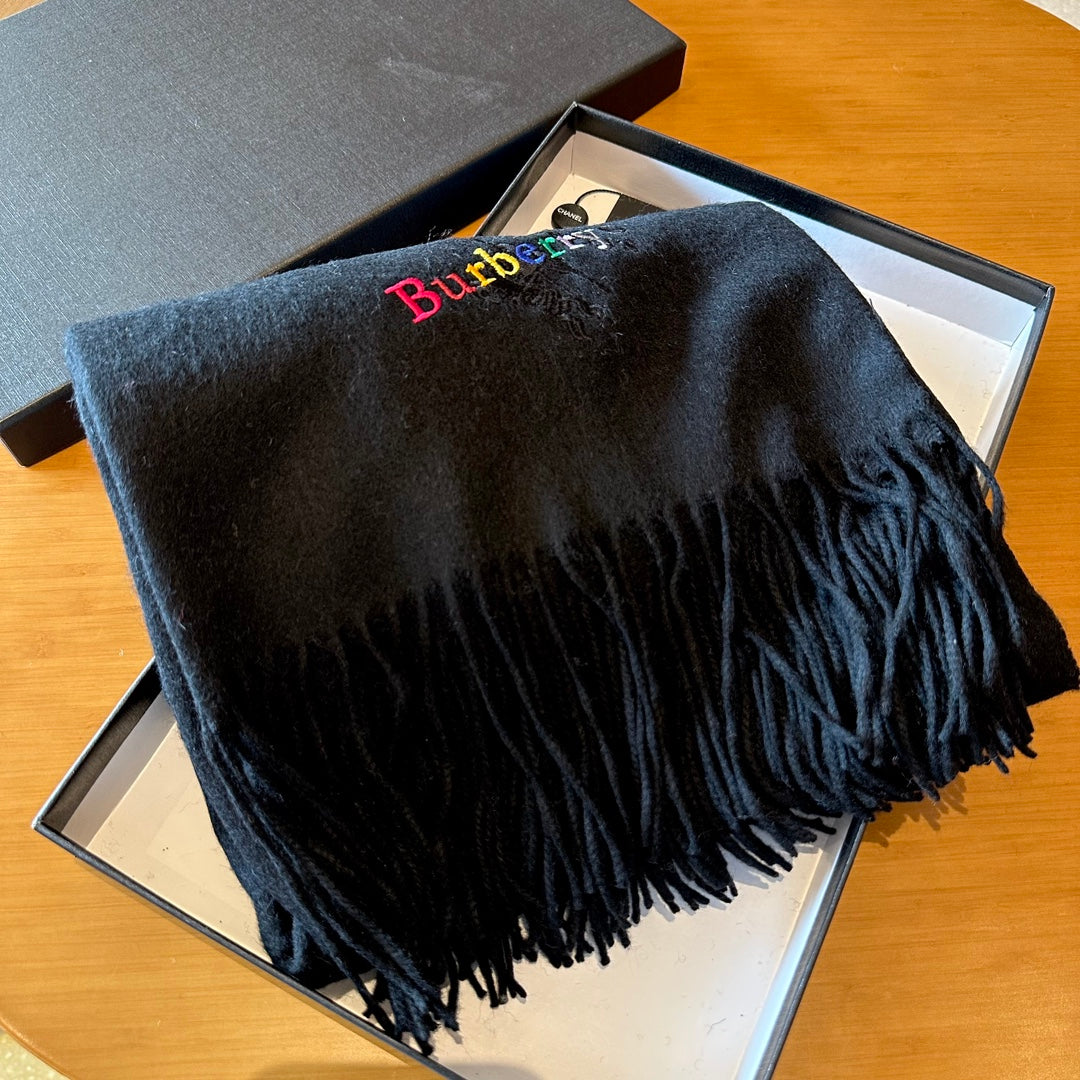 CLASSIC SCARF 200 CM IN BLACK CASHMERE  402267 mysite