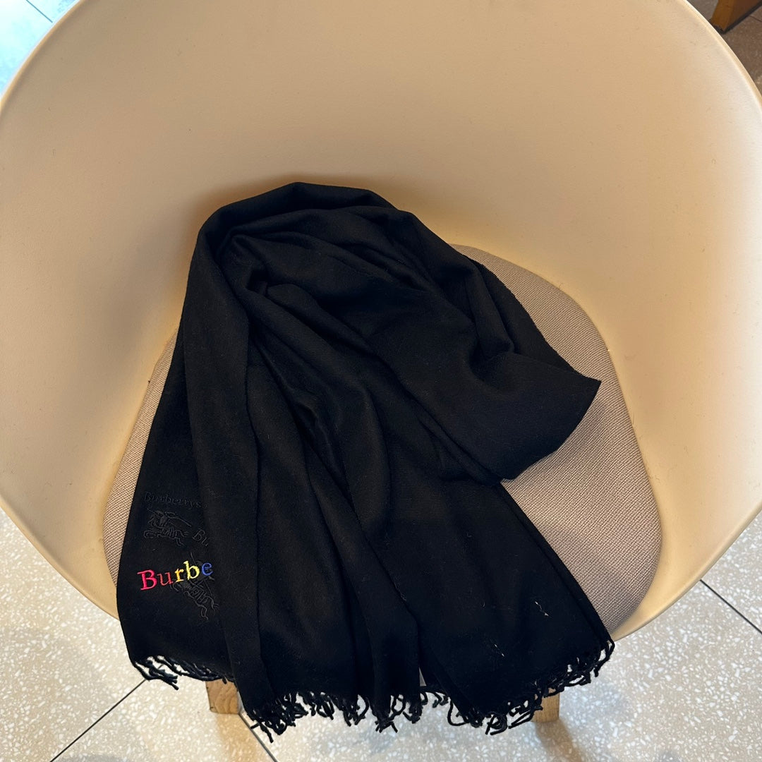 CLASSIC SCARF 200 CM IN BLACK CASHMERE  402267 mysite