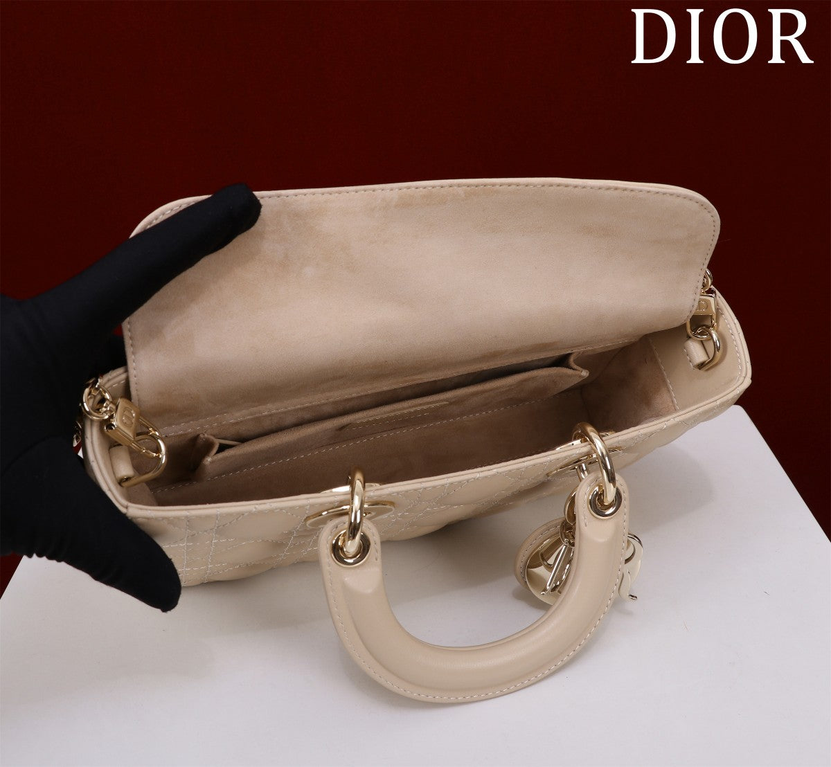 medium lady d-joy 26 light beige lambskin mysite