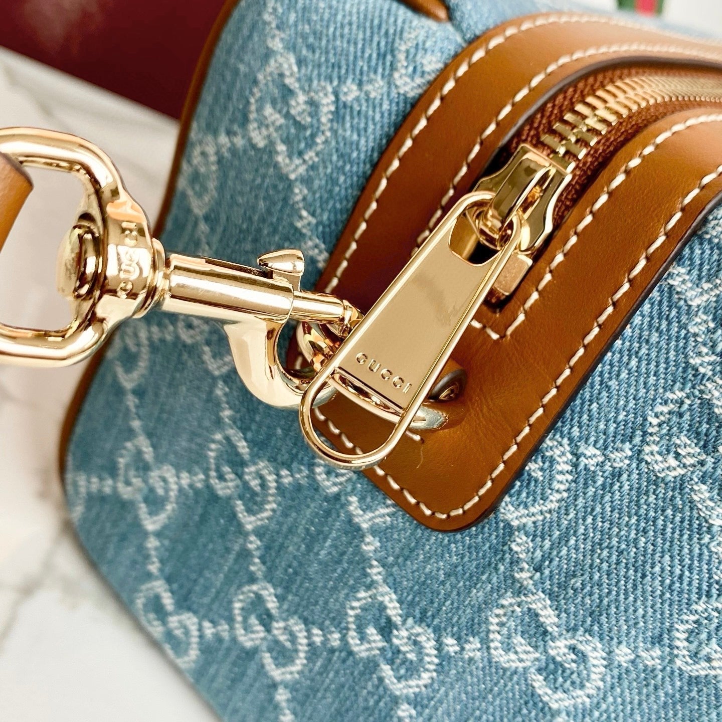 GG 25GG Handbag 20cm Blue Denim Leather 286709