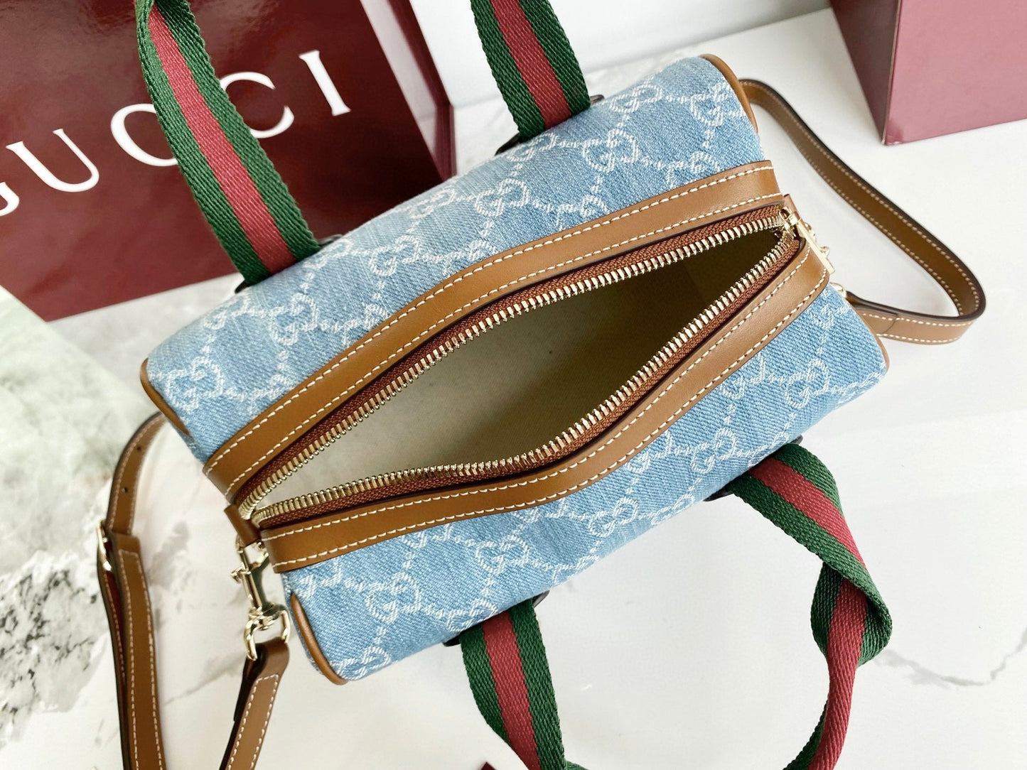 GG 25GG Handbag 20cm Blue Denim Leather 286709