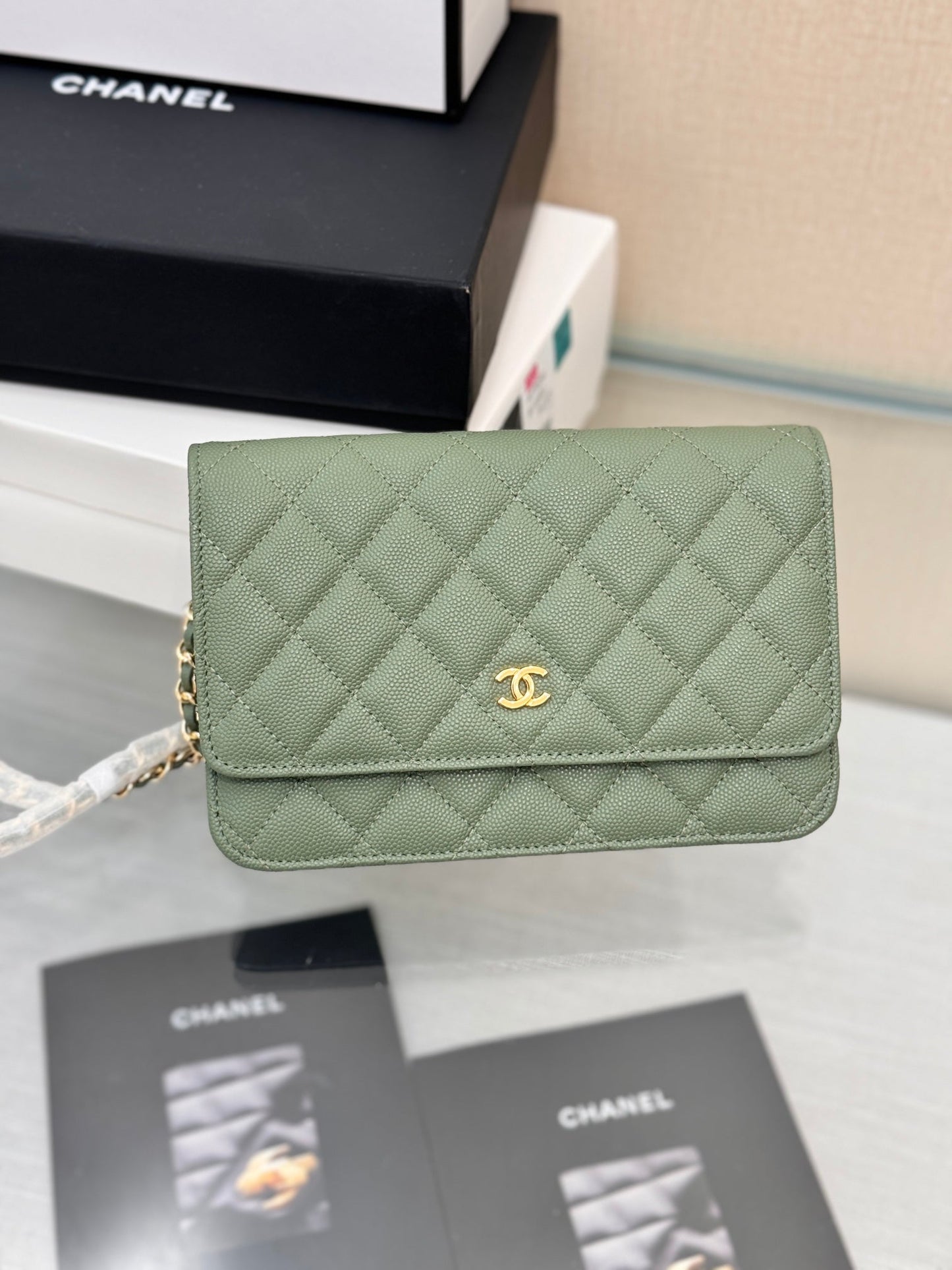 WOC 19CM KHAKI BLUE CAVIAR GOLD HARDWARE mysite