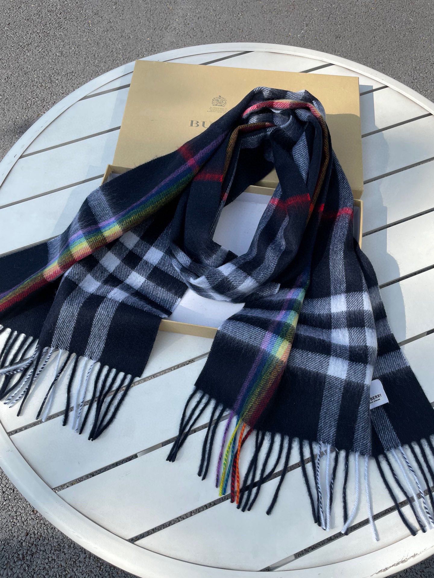 CHECK SCARF 200 CM IN BLACK MIX DOVE GRAY CASHMERE 394751 mysite