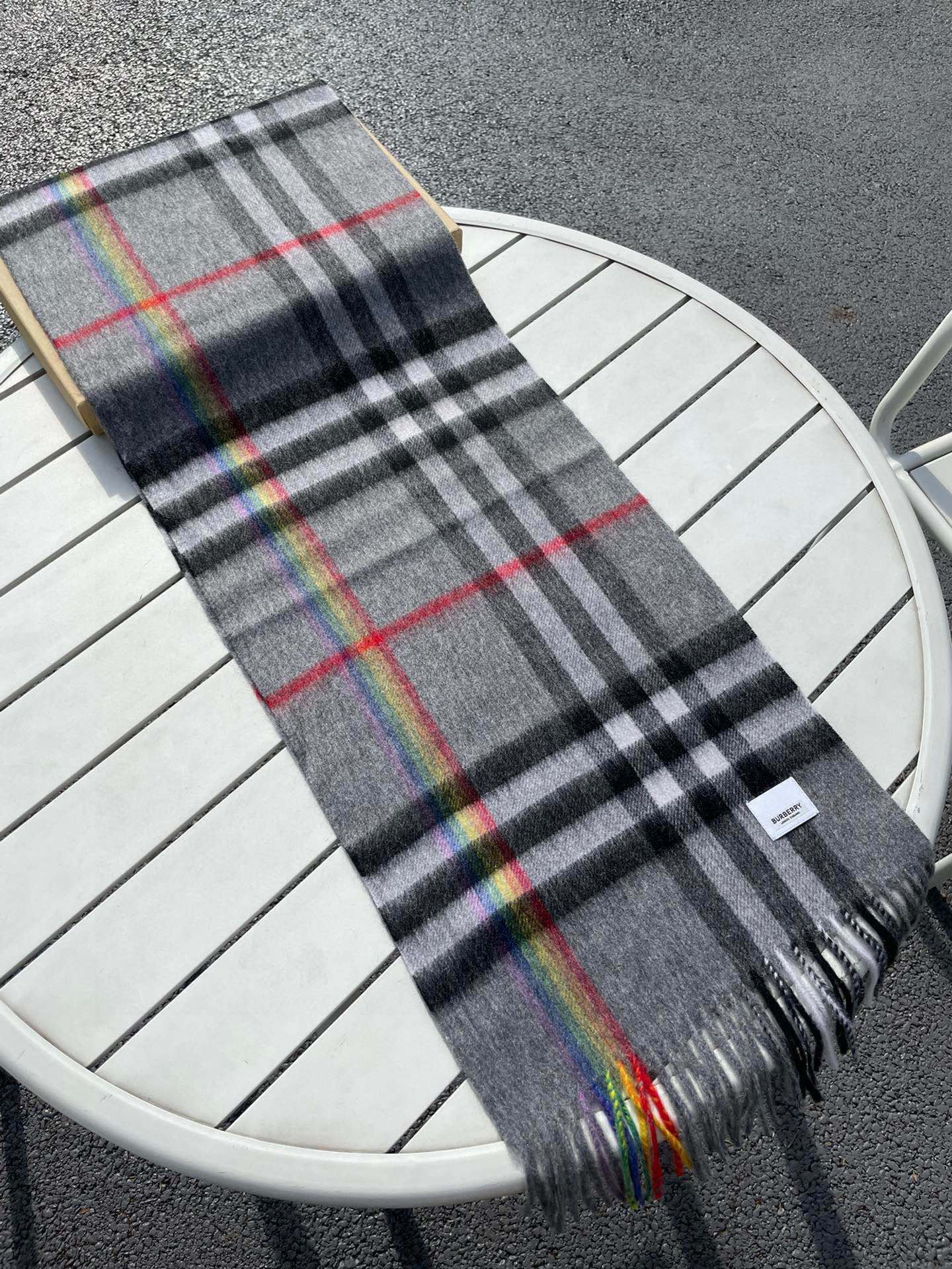 CHECK SCARF 200 CM IN GRAY GRAPHITE MIX BLACK 394752 mysite