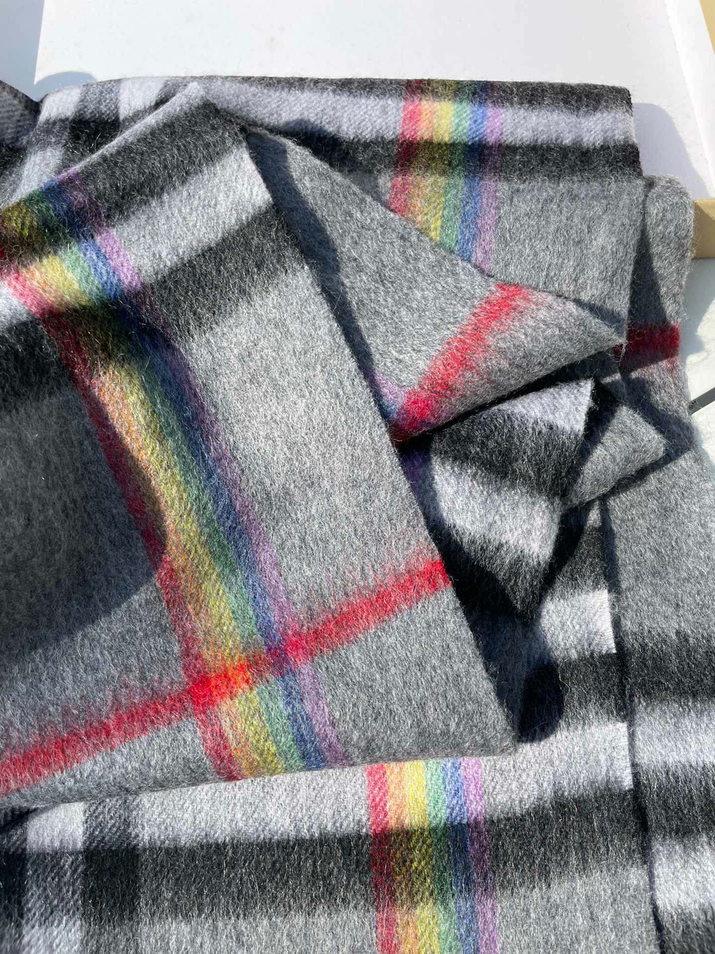 CHECK SCARF 200 CM IN GRAY GRAPHITE MIX BLACK 394752 mysite