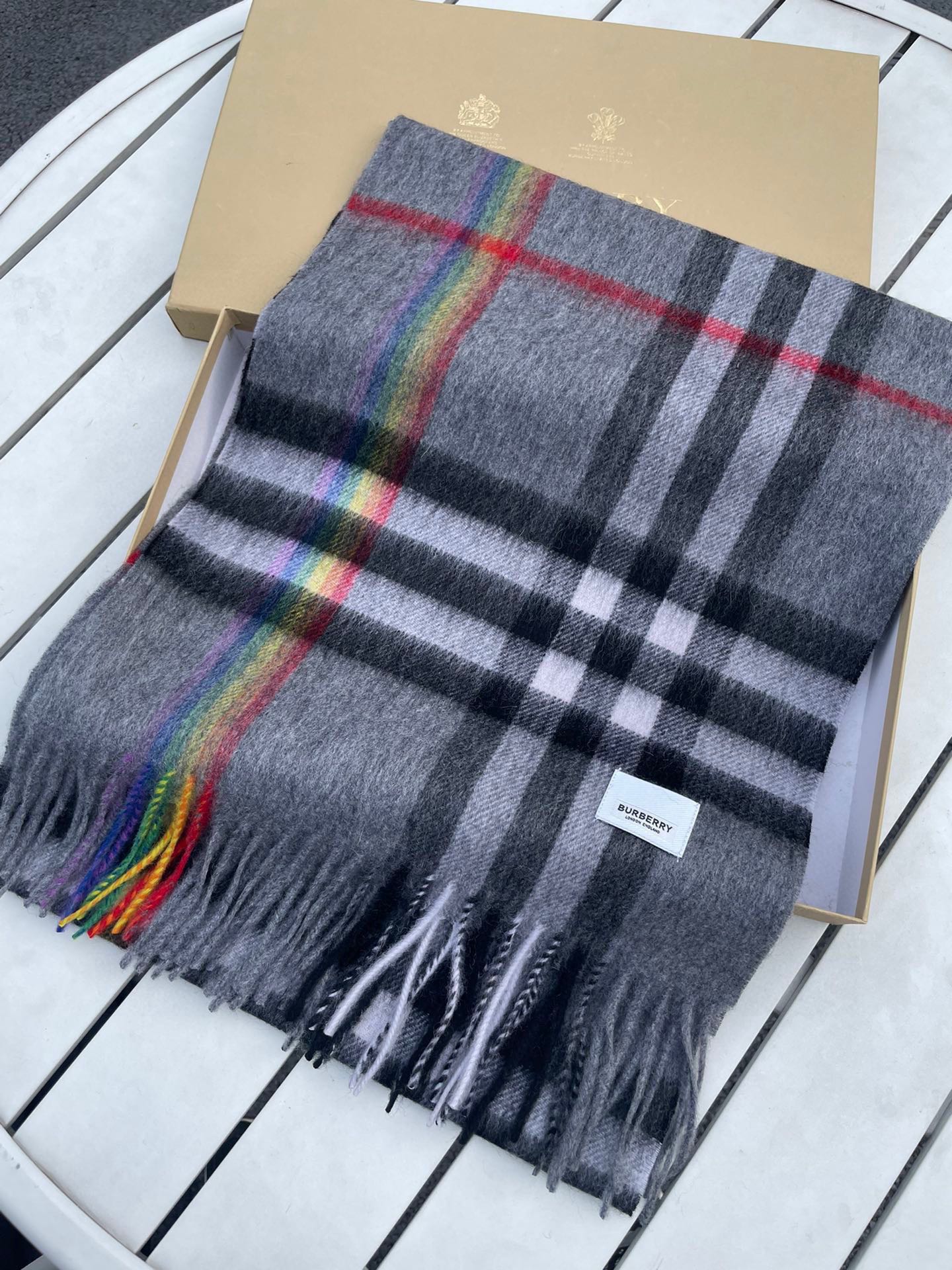 CHECK SCARF 200 CM IN GRAY GRAPHITE MIX BLACK 394752 mysite