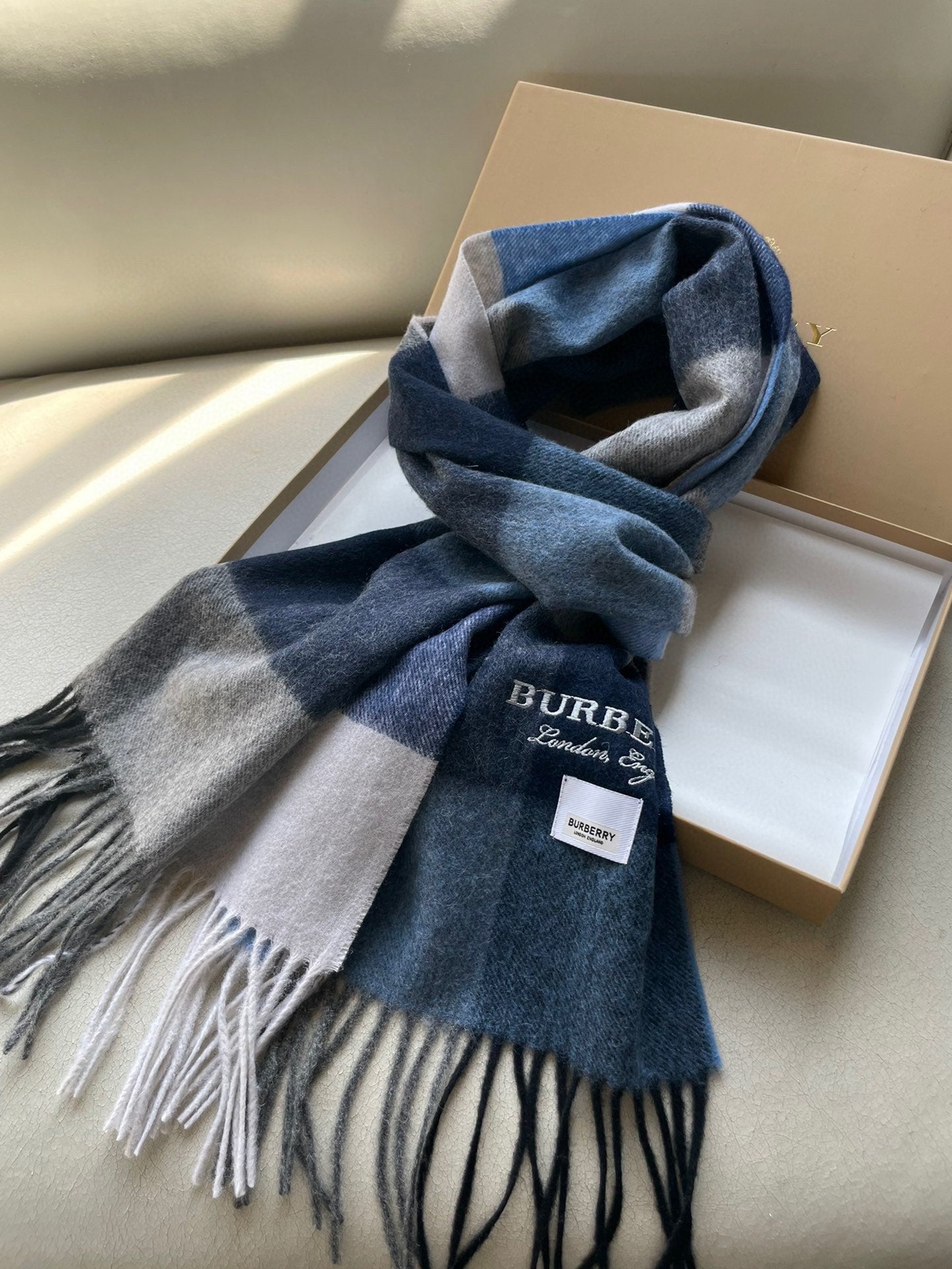 SCARF 180 CM IN BLUE CASHMERE 402220 mysite